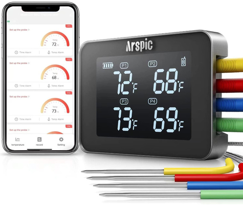 Thermomètre sans fil de gril de Digital avec le moniteur de 4 de sondes de minuterie pi Bluetooth de l'alarme 150
