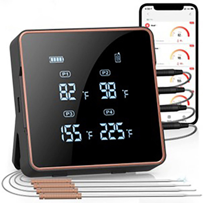 L'instant de Digital de quatre sondes a lu le thermomètre de viande sans fil de Bluetooth de thermomètre de viande de barbecue