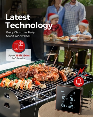 L'instant de Digital de quatre sondes a lu le thermomètre de viande sans fil de Bluetooth de thermomètre de viande de barbecue