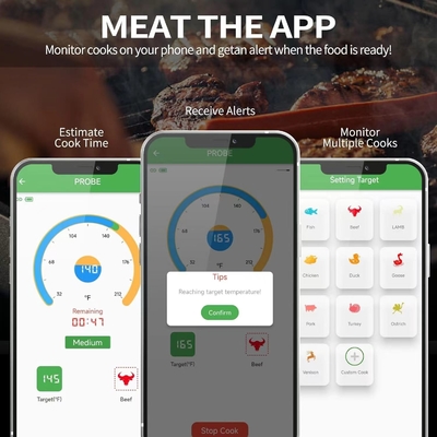 Amazon Thermomètre à viande à vendre à chaud App de sonde sans fil Thermomètre intelligent contrôlé avec longue portée Pour le four, le gril