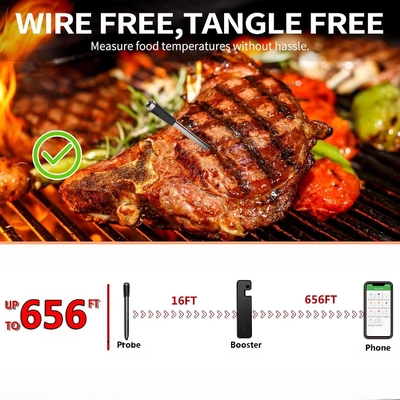Grill sans fil numérique Bluetooth haut de gamme Thermomètre Bbq Smart Cuisine imperméable à l'eau