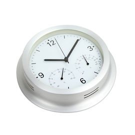 3 dans 1 thermomètre extérieur d'intérieur de conception avec l'horloge/température/lecture d'hygromètre