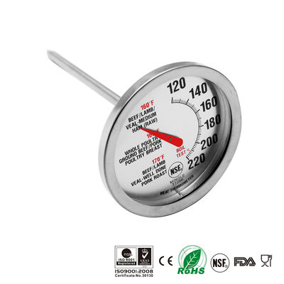 Argent 2,4" NSF bimétallique Oven Safe Meat Thermometer de cadran