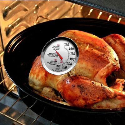 Argent 2,4" NSF bimétallique Oven Safe Meat Thermometer de cadran