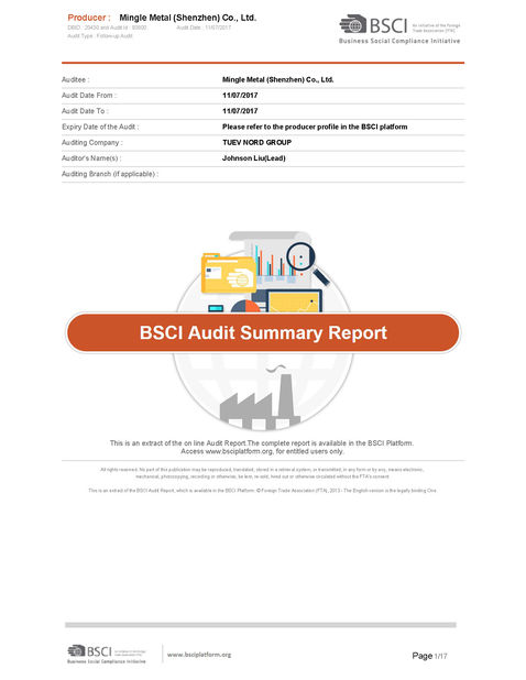 LA CHINE Mingle Scitek  (Shen Zhen) Co., Ltd. certifications
